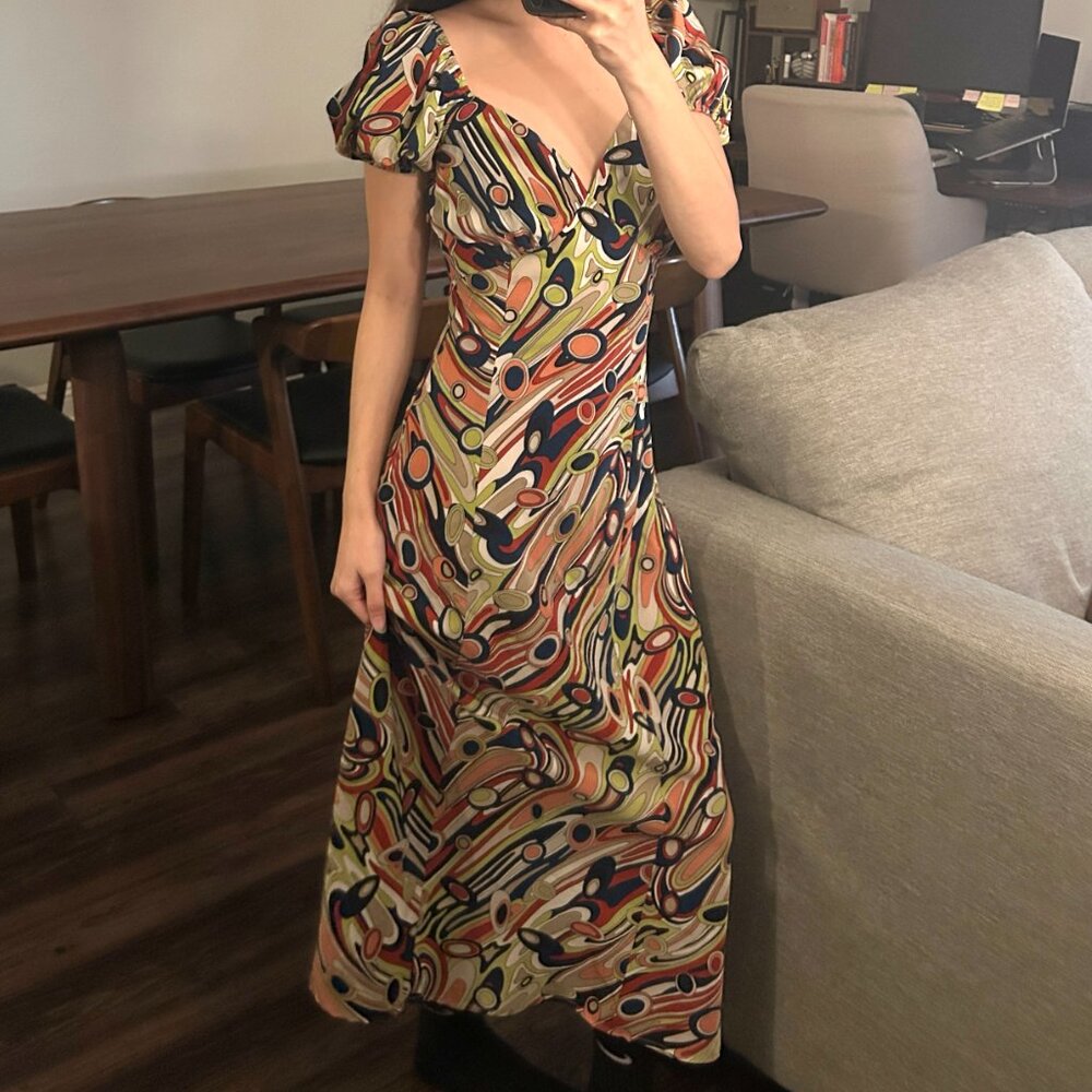 Moon River Marble Print Midi Dress